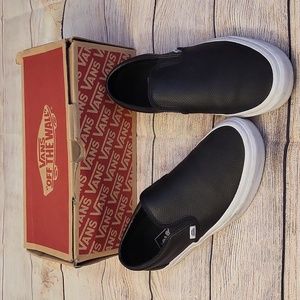 Vans Classic Slip On Black Perf Leather Skate Sneakers